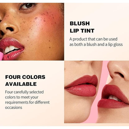 Cooling Water Jelly Tint Blush, Multi-Use Lip Stain Tint & Cheek Stick, Chill Poppy Pink Lip Gloss -1,000+ Swipes Per Stick Longlasting & Non-Stick Watercolor Effect Vivid Color (# 02)