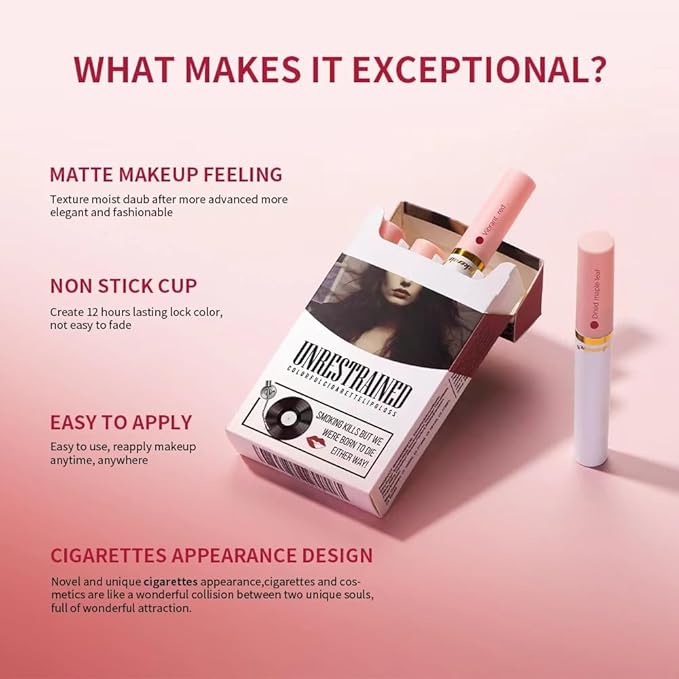 4 Colors Matte Cigarete Lipstick Set，24-Hour Long Lasting Waterproof Matte Lipstick Tube Sexy Nude Lady Lipstick lip gloss (1#)