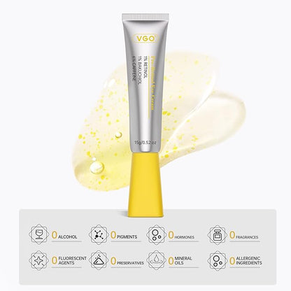 VGO Retinol Eye Cream, Anti-Aging Eye Cream for Dark Circles & Puffiness with 1% Retinol, 1% Bakuchiol & 6% Caffeine to Reduce Wrinkles, Fine Lines, De-puff and Eye Bags, 0.52 oz/15g, Made in USA
