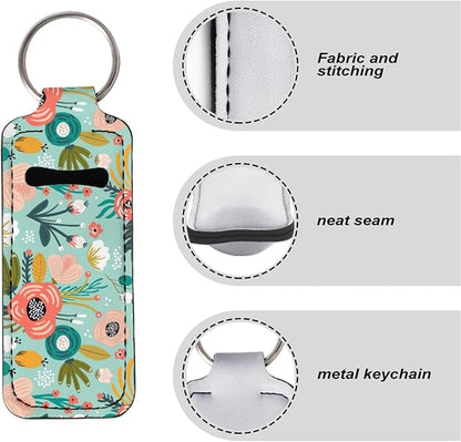 Horeset Women's Chapstick Holder Keychain Slim Simple Lipstick Gloss