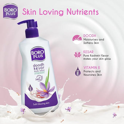 Ayurvedic Body Lotion | with Milk & Saffron | Moisturizing Lotion for Dry Skin | Hydrates & Provide Soft and Supple Skin | 13.53 Oz/400ml