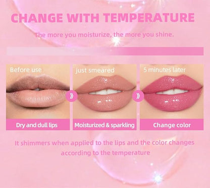 Yasovigi Magic Color Changing Lip Oil, Plumping Moisturizing Lip Oil, Big Brush Plumping Lip Gloss Non-sticky Lip Primer