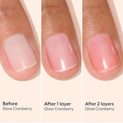 Manucurist Active Glow Cranberry All-in-One Perfecter Nail Polish & Care - No Lamp - Vegan & Made in France Ultra-Glowy Coral Mirror-Like Shine - Nail Concealer & Care - Plant-Based Ingredients