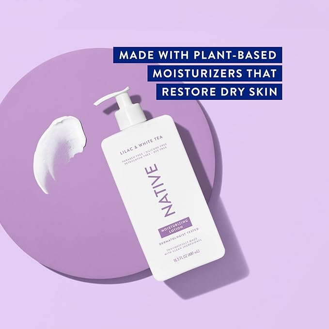 Native Body Lotion Contains Naturally Derived Plant-Based Moisturizers for Women and Men | Restores Dry Skin, Lilac & Rose, 16.5 fl oz