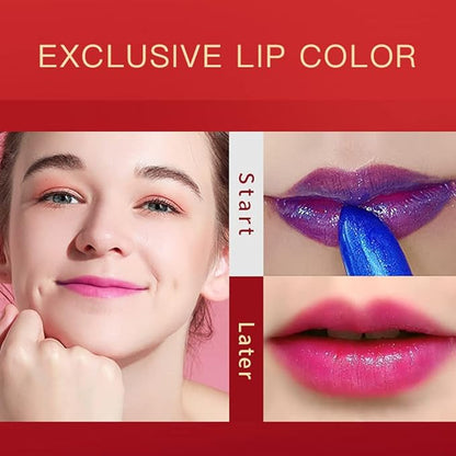 Blue Magic Lipstick, Shimmer Color Changing Lipstick(Blue Changed into Pink), Natural Moisturizing Lip Balm Labiales Magicos Long Lasting Nutritious Lipstick For Women