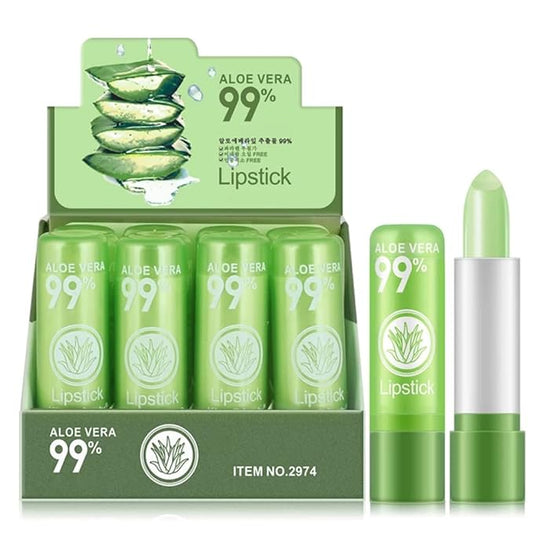 12 Pack Aloe Vera Lipstick, Long Lasting Nutritious Long
