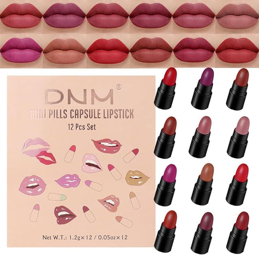 12 Capsule Pills Lipstick Mini Lip Stick Packs originales