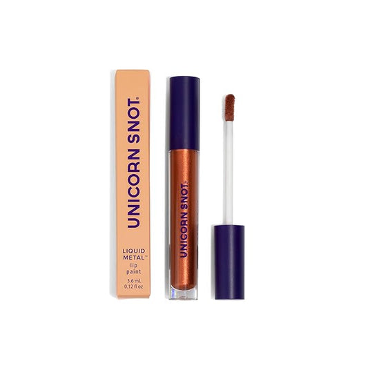 UNICORN SNOT Liquid Metal Lip Paint - Metallic Lip Gloss - Non-drying, Long-lasting Liquid Lipstick, Intense Pigment Lip Color with Metallic Shimmer - Vegan, Cruelty-Free Lip Makeup, Copper (Rust)