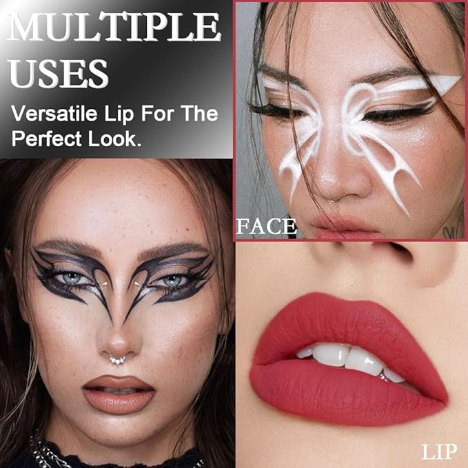 evpct 5Pcs Black Green Red White Silver White Matte Liquid Lipstick Lip Stain Sets for Women Matte+Lipstick Long Lasting 24 hr Hours Magic Lipstick 24 Hours original Smudge Waterproof Set07