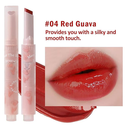 3Pcs Jelly Lipstick, Tinted Lip Gloss Heart Shape Lip Glaze, Moisturizing and Hydrating Glossy Lip Gloss Lip Balm, High-shine Finish Lip Makeup Lip Pen for Nourished, Fuller-looking Lips