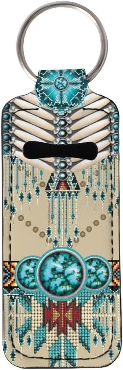 Bulopur American Indian Ethnic Chapstick Holder Keychain, Neoprene gloss