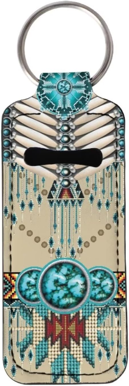 Bulopur American Indian Ethnic Chapstick Holder Keychain, Neoprene gloss