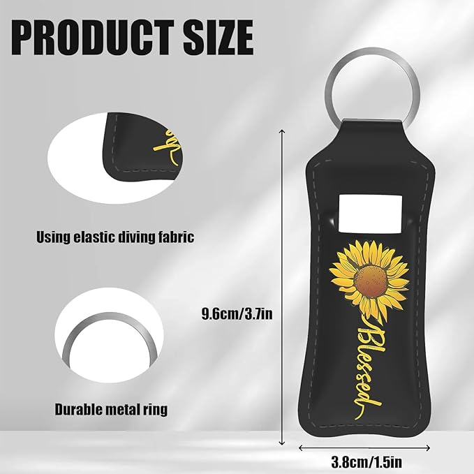 Blessed Sunflower Design Chapstick Holder Keychain, Portable Lip Design