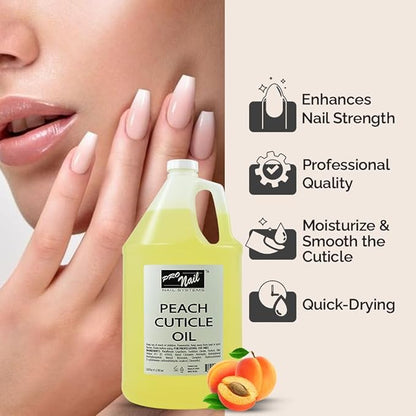 PRO NAIL - Cuticle Revitalizing Oil for Nails, Peach, 128 Oz - Professional Strength, Pedicure and Manicure - Moisturizes and Strengthens Nails and Cuticles - Soothing and Nourishing, Bulk