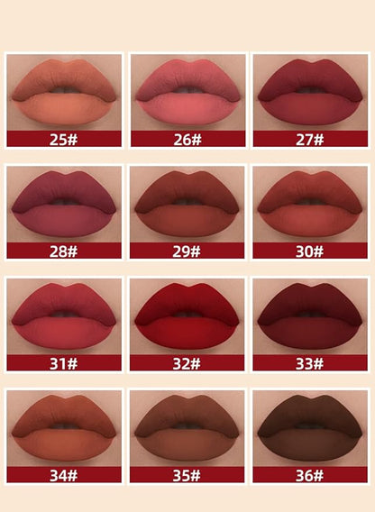 12PCS Matte Liquid Lipstick Set Non-Stick Cup and Not Fade Pigmented Lipstick Long-Lasting Waterproof Velvet Lipgloss Kit Makeup for Girls and Women (Set 03)