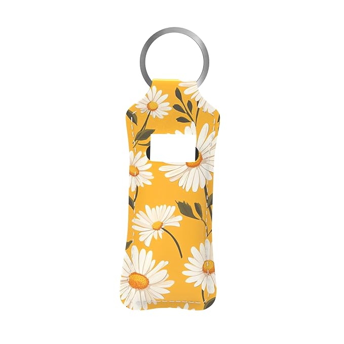 Cute Daisy Design Chapstick Holder Keychain, Portable Lip Design