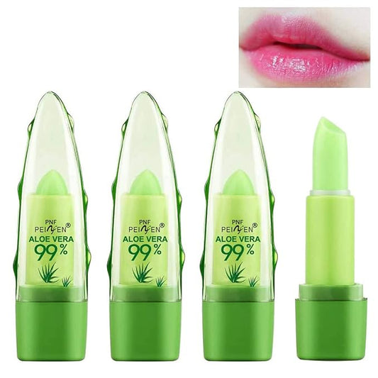 3 Pcs Aloe Vera Color Changing Lipstick,Long Lasting Lip Care Nutritious Plumper Lip Balm Moisturizer Magic Temperature Color Change Lip Gloss Matte Makeup (SET03)