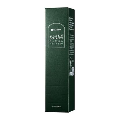 LEADERS Green Collagen Eye Cream for Face – Vegan Anti-Aging Eye Treatment, Reduces Fine Lines & Dark Circles Without Irritation, Improves Skin Elasticity & Hydration, Softens Wrinkles, 30ml