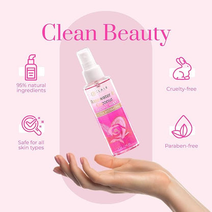 Rosewater & Coconut Face Mist - Refresh and Soothe Tired & Dry Skin, Instant Moisturing & Hydrating Facial Mist Spray - Cruelty Free Korean Skin Care For All Skin Types