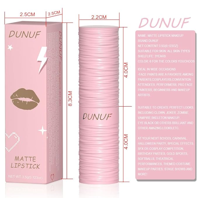 Matte Lipstick Festival White Lip Tint Gloss Face Painting Stick Silky High Pigment Smooth Velvet Waterproof White Black Green Blue Lip Gloss Halloween Daily Stain Lip Make Up Cosmetics (LC02)