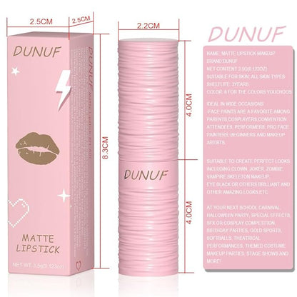 Matte Lipstick Festival White Lip Tint Gloss Face Painting Stick Silky High Pigment Smooth Velvet Waterproof White Black Green Blue Lip Gloss Halloween Daily Stain Lip Make Up Cosmetics (LC02)
