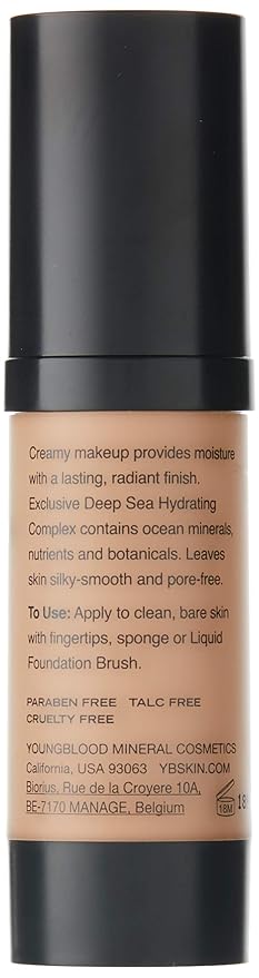 Youngblood Clean Luxury Cosmetics Liquid Mineral Foundation, Capri Free, Gluten-Free