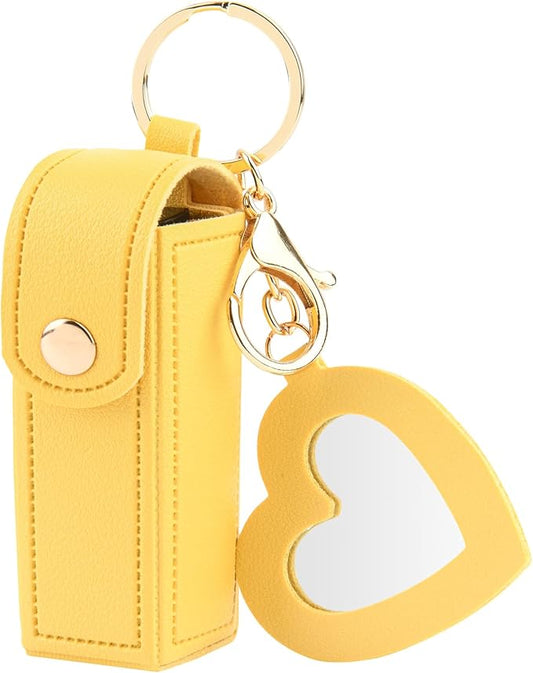 Lipstick Organizer Keychain Chapstick Case with Mirror Organizer
