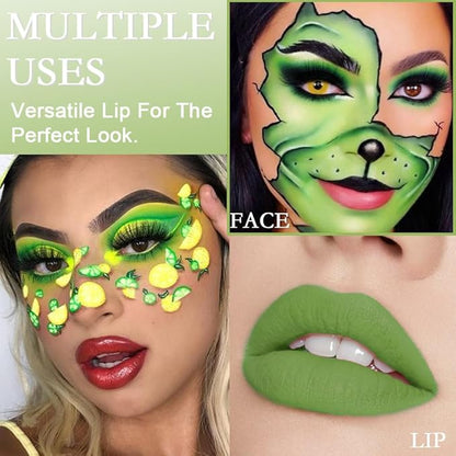 evpct 5Pcs Light Neon Yellow Orange Green Matte Liquid Lipstick Lip Stain Sets for Women Matte+Lipstick Long Lasting 24 hr Hours Magic Lipstick 24 Hours original Waterproof Set04