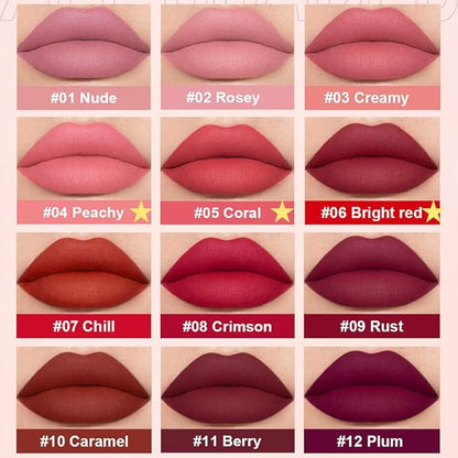 3Pcs Red Pink Matte Velvet Lipgloss Set,Peachy Grapefruit Lipgloss