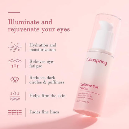 Eye Cream, Caffeine Eye Cream for Puffiness, Wrinkles, Fine Lines, Dark Circles Undereye Treatment for Women & Men, Daily Cream for Moisturizing and Hydrating, 1.05 Fl Oz