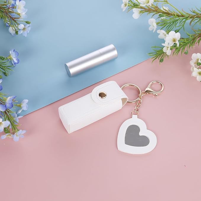 Lipstick Keychain Holder with mirror Chapstick Holder Keychain Organizer