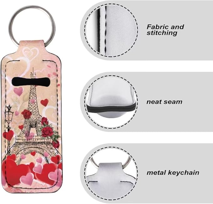 Horeset Valentine Chapstick Holder Keychain Slim Neoprene Lip Gloss