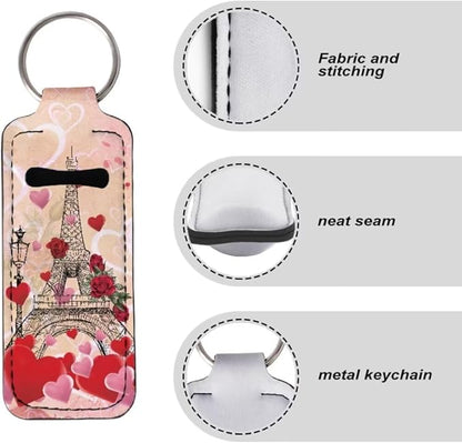 Horeset Valentine Chapstick Holder Keychain Slim Neoprene Lip Gloss
