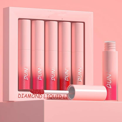 MAEPEOR Glitter Lipstick Set 5 Colors Non-Stick Cup Glitter