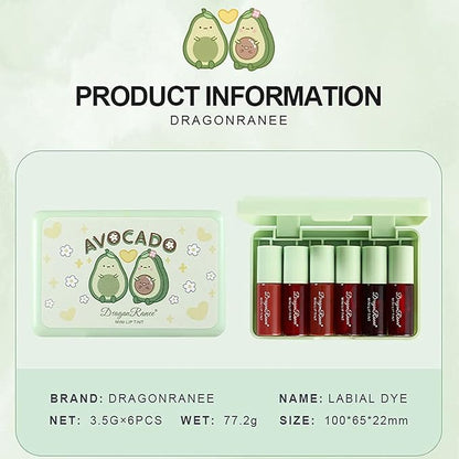 6 Colors Lip Tint Stain Set, Korean Velvet Lip