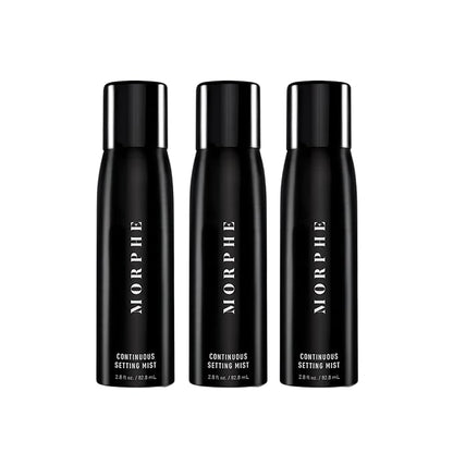 Morphe Continuous Setting Mist - Micro-Fine Setting Spray for Makeup with a Natural Finish - Helps Makeup Resist Caking or Fading & Increases Wear of Foundation (3 Count, 2.8 fl oz)