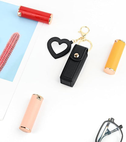 Lipstick Organizer Keychain Chapstick Case with Mirror Organizer