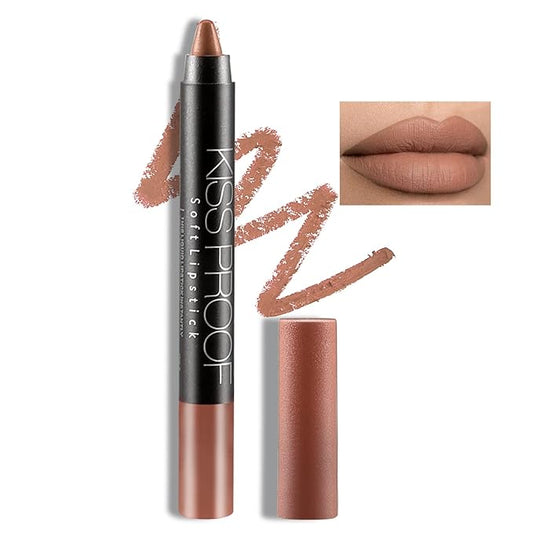 Boobeen Matte Lipstick Pencil Lip Crayon Stick Matte Velvet Lipgloss Creamy Lip Liner Full Coverage High Pigment Waterproof Non-Fade Lipstick for Women, Matte Lip Stain with Smooth Makeup