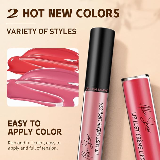 2PCS Cream Lip Gloss, Sexy Women Lipstick, Moisturising