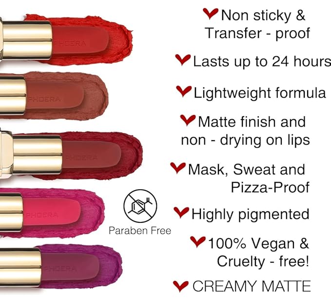Phoera Non Transfer Lipstick Waterproof, smudge-proof and mask-proof smudge-proof