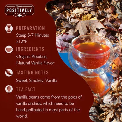 Organic Positively Tea Company, Fireside Vanilla Rooibos Tea, Loose Leaf, 16 Ounce