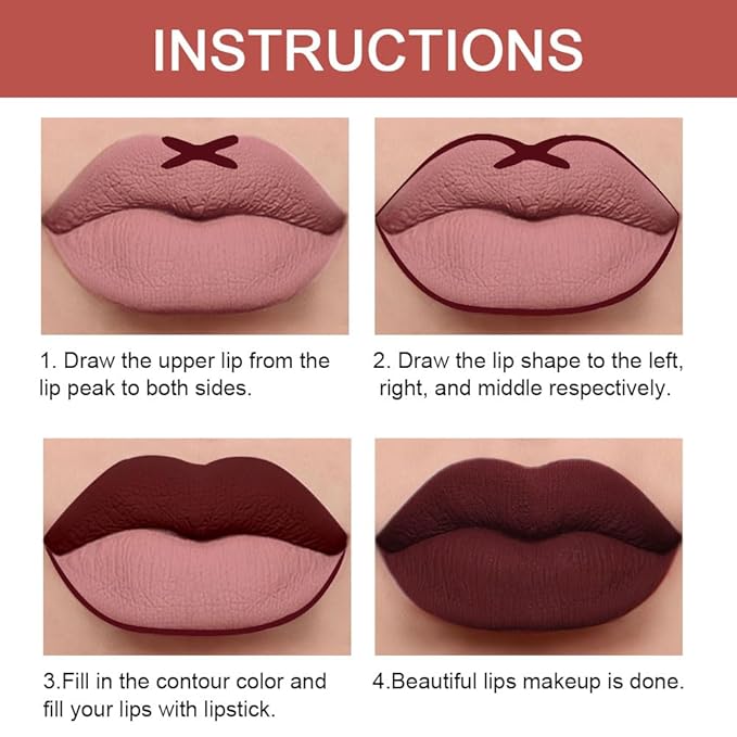 evpct 1Pcs Dark Deep Red Lip Liner and Lip