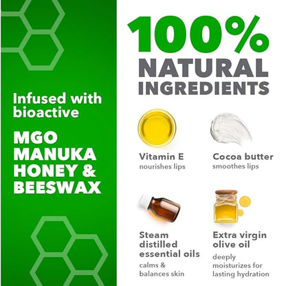 Clean & Pure Australian-Made Moisturizing Lip Balms 100% Natural (Bee Joyful, 5-Pack) and Vitamin E Oil | Flavored Lip Balm for Dry, Chapped Lips | Made in Australia