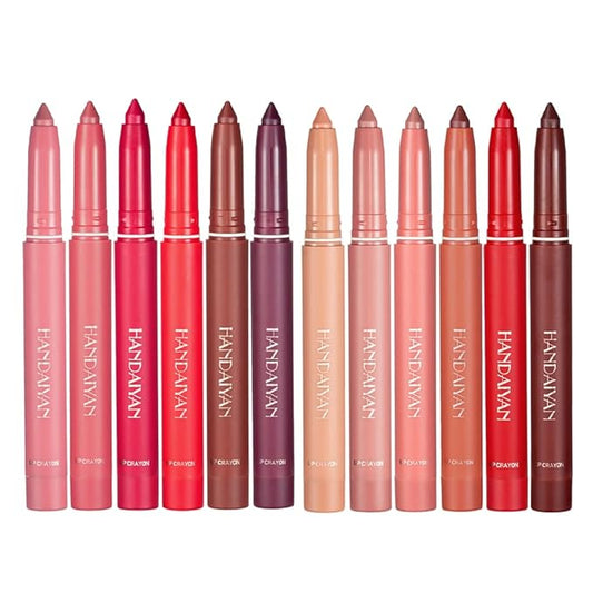 12 Colors Crayon Lipstick Set, Non-Fading Non-Stick Cup Non-Fading