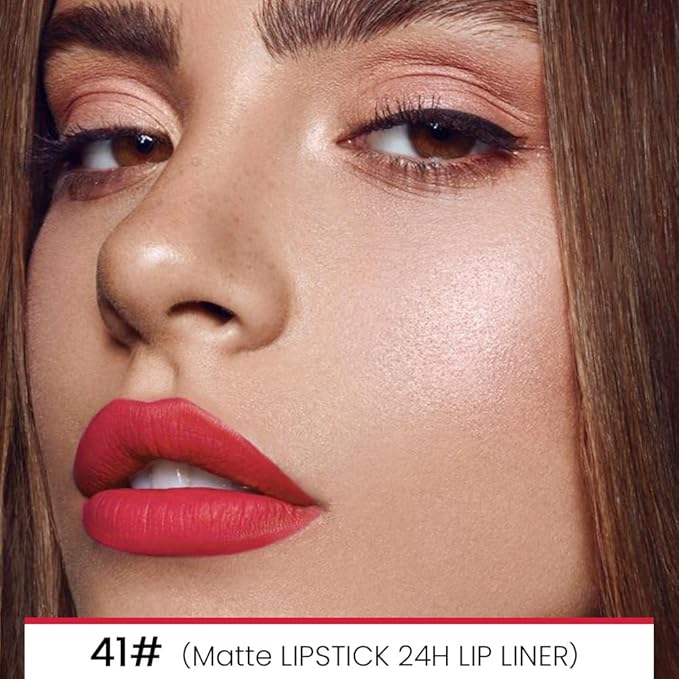evpct 1Pcs Red Velvet Matte Lip Liner and Lip 24 l
