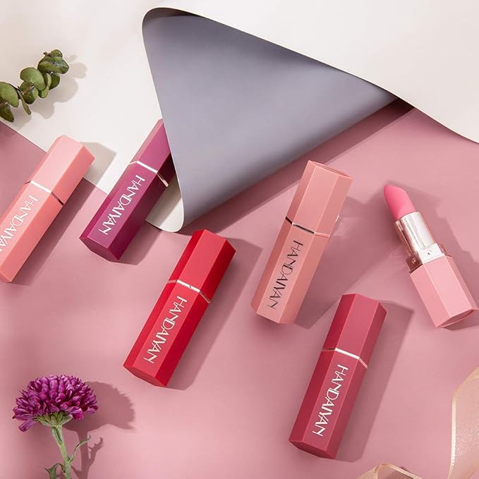 6-Color Matte Moisturizing Non-stick Cup Matte Lipstick, Long-Lasting Moisturizing