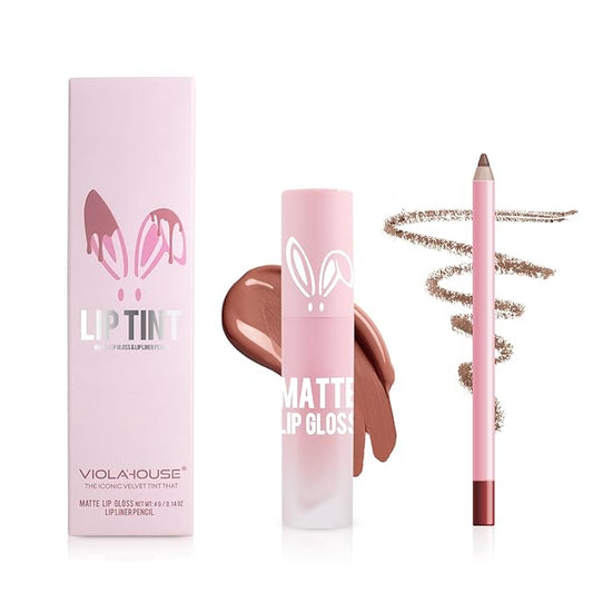 VIOLA HOUSE Lipstick Lip Liner Set, Matt Lipstick Non-Fading,