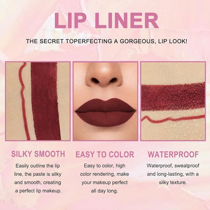 evpct 1Pcs Dark Deep Red Lip Liner and Lip