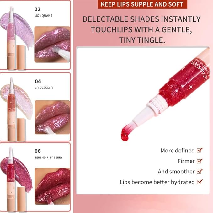 Red Glitter Lip Gloss Long Lasting Pearl Shimmer Lip
