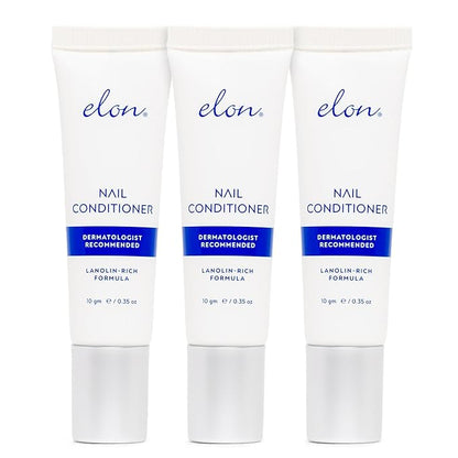 Elon Lanolin-Rich Nail Conditioner, Strengthens Nails & Protects Cuticles (10g tube, 3 Pack)